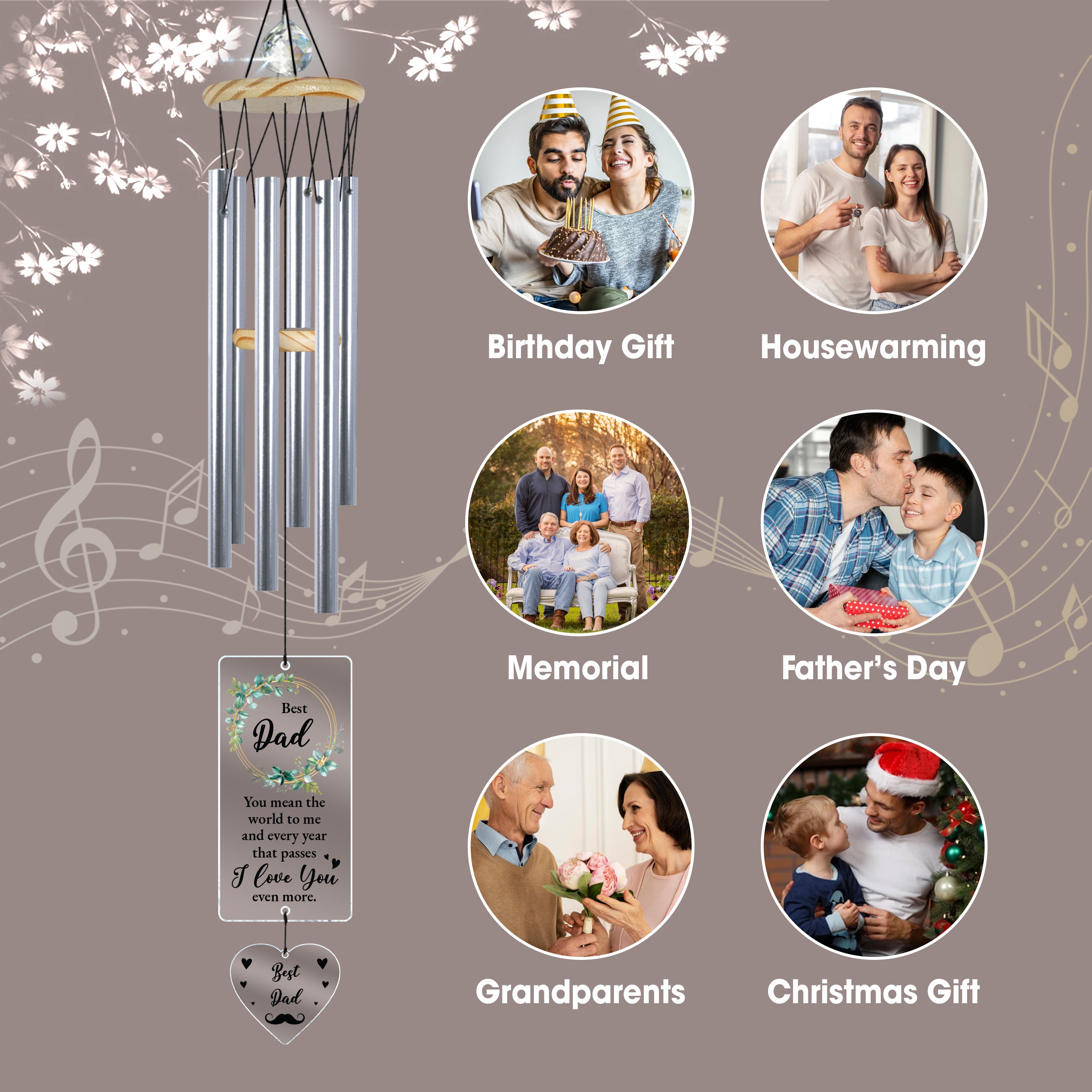 Custom Sympathy Loss Of Dad Wind Chime Memorial Gifts