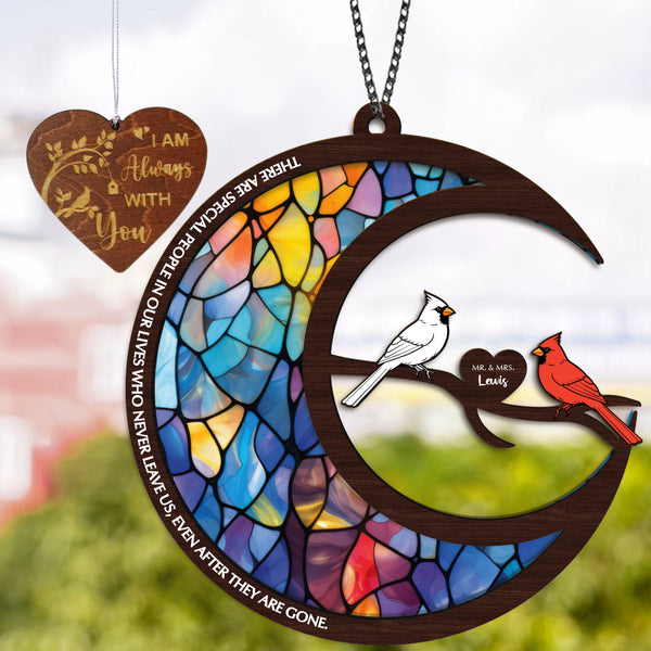 Personalized Loss Of Parents Cardinal Suncatcher Remembrance Gifts