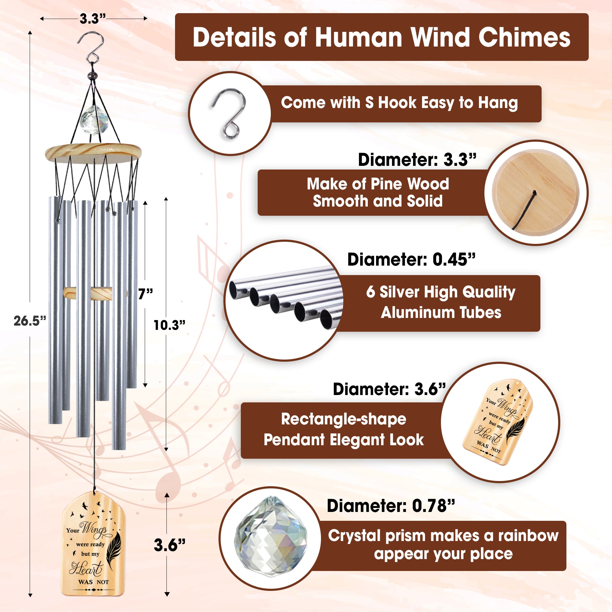 Personalized Sympathy In Memory of Wind Chime Memorial Gifts