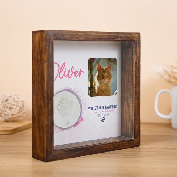 Dog Clay Memorial Shadow Box Rustic