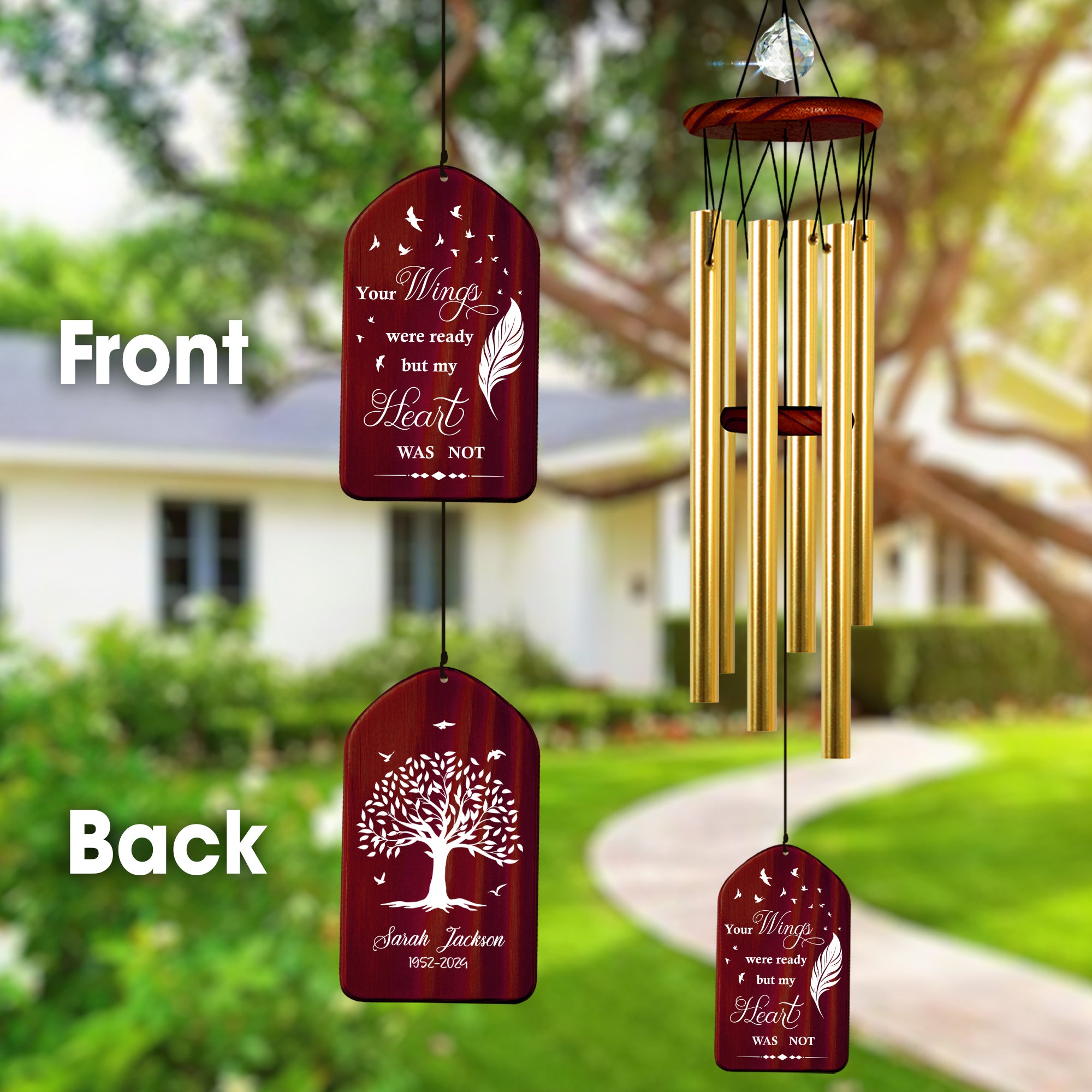 Custom Sympathy In Memory of Wind Chime Memorial Gifts