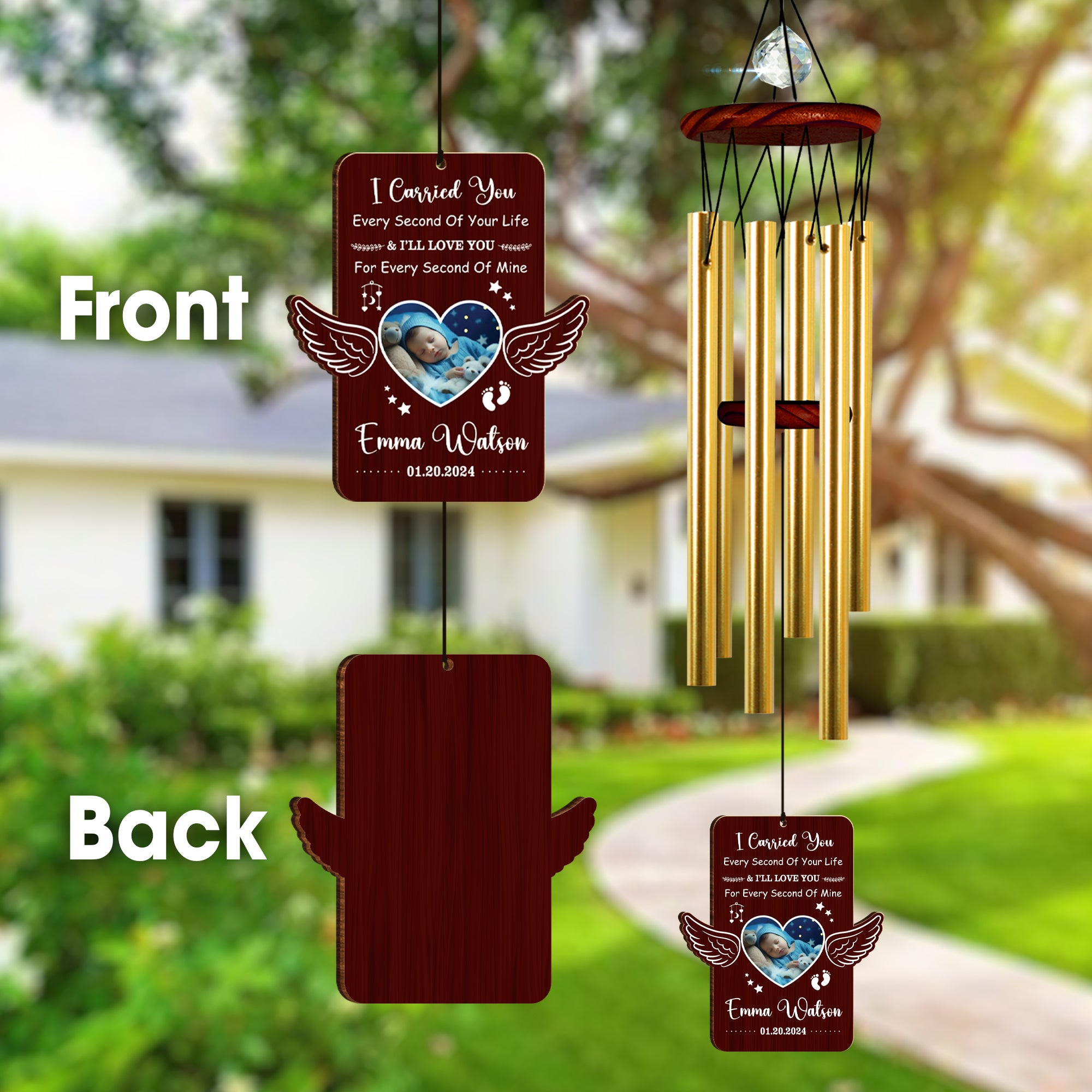 Custom Sympathy Wind Chimes Angel Baby Gift