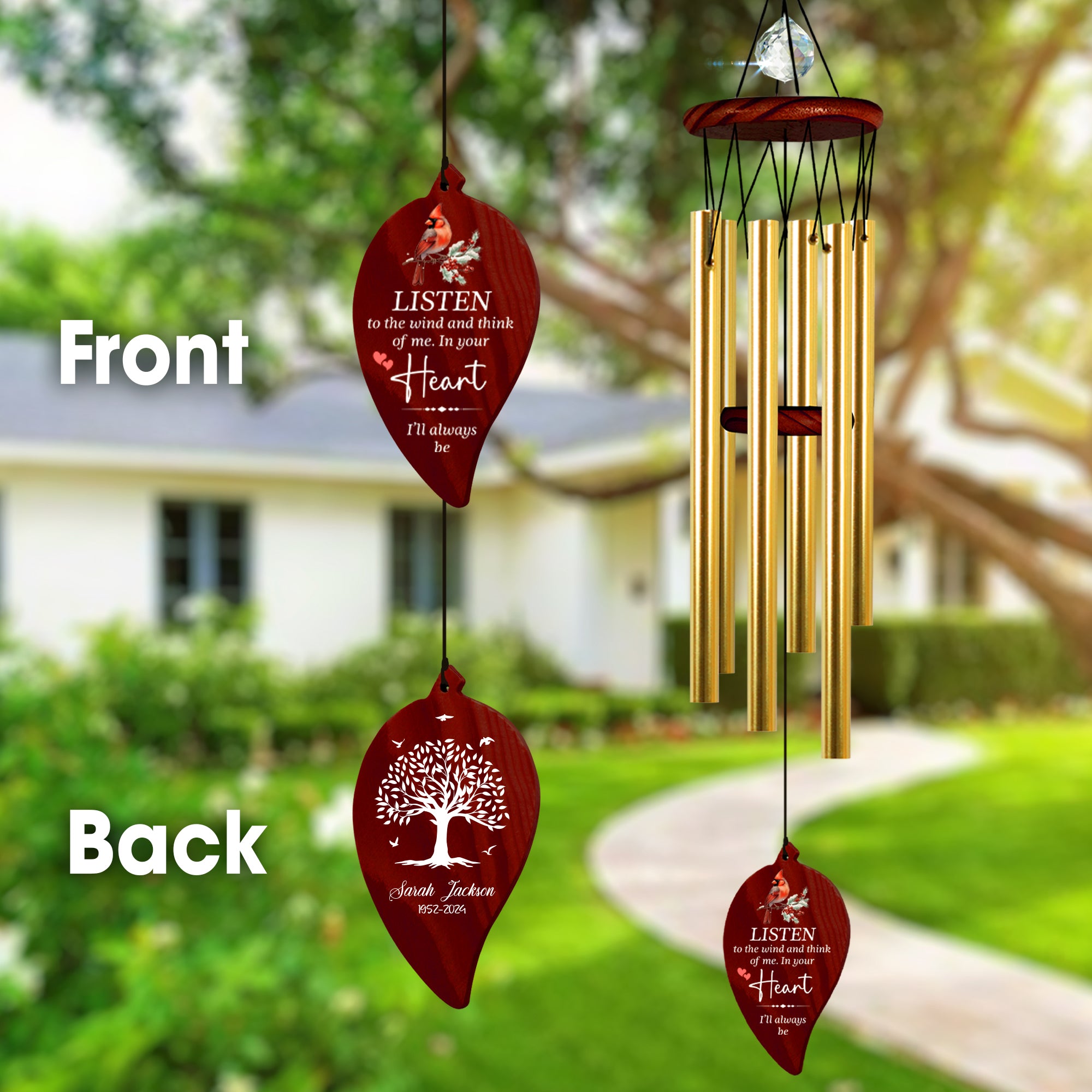 Personalized In Your Heart Sympathy Wind Chime Memorial Gift