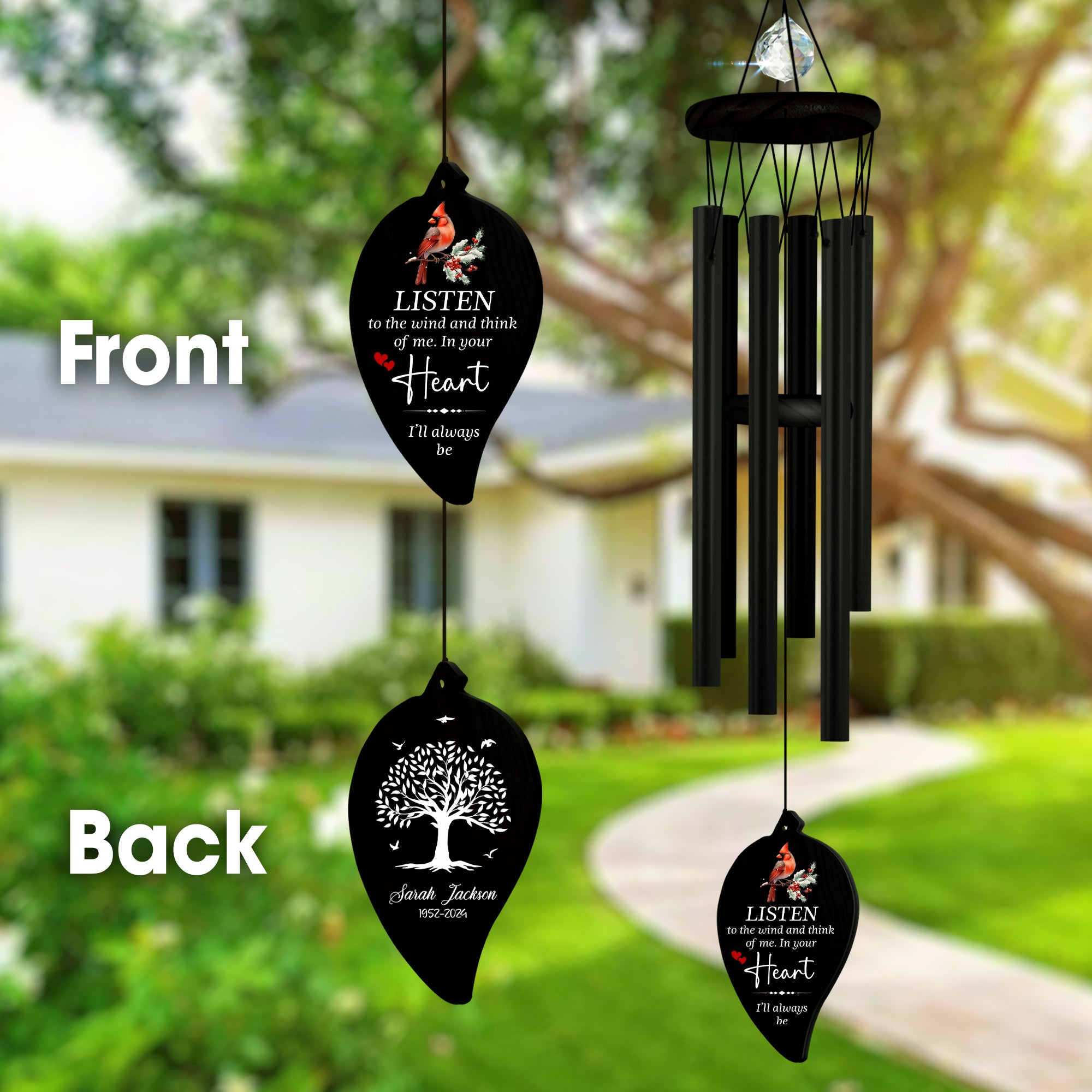 Personalized In Your Heart Sympathy Wind Chime Bereavement Gift