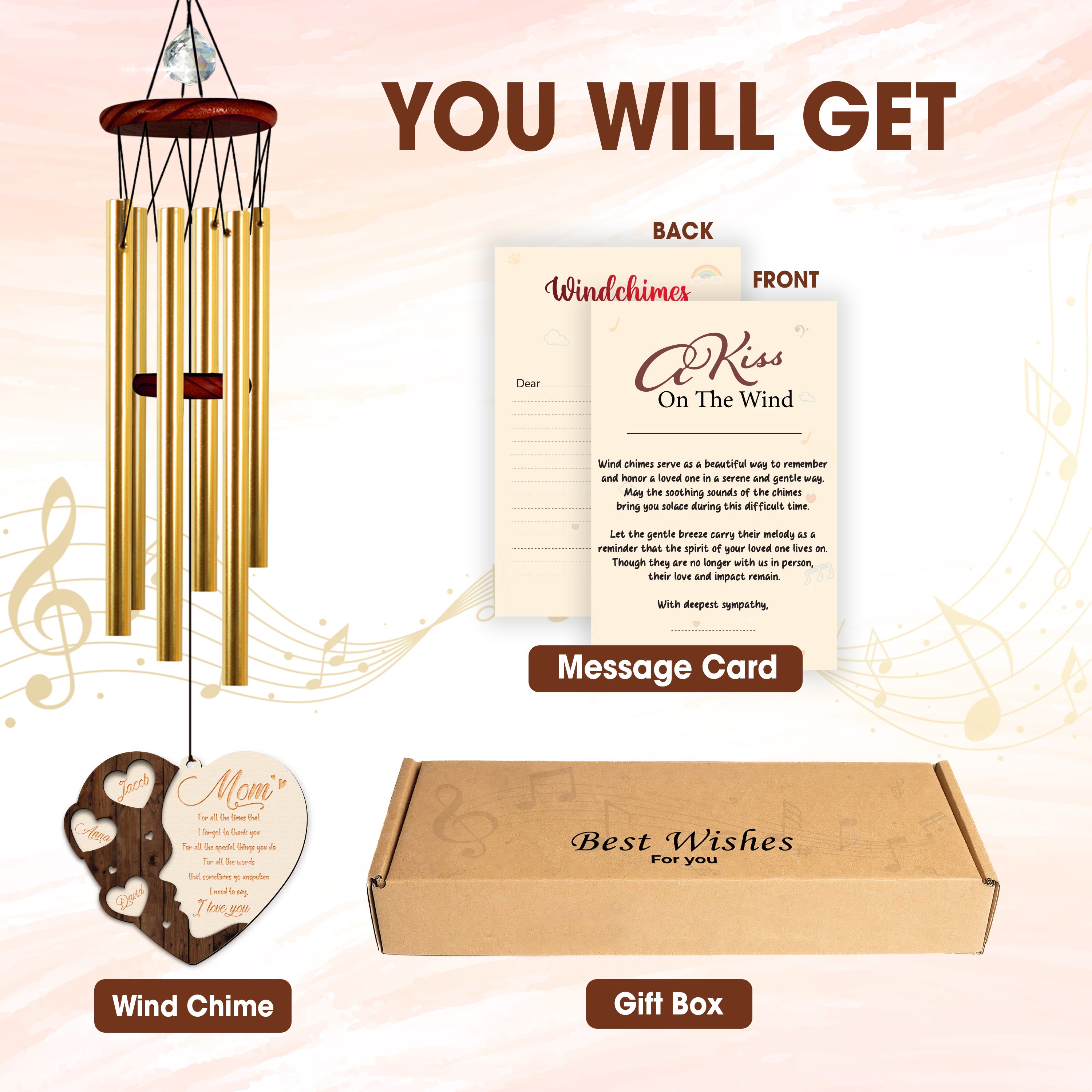 Custom Sympathy Wind Chime Loss Of Mom Gift