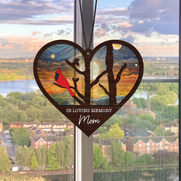 Personalized Cardinal Suncatcher Memorial Family Bereavement Gift