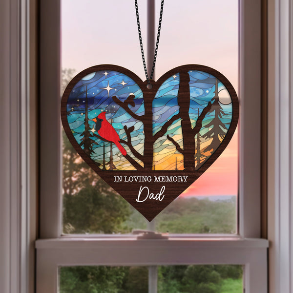 Personalized Cardinal Suncatcher Memorial Family Bereavement Gift