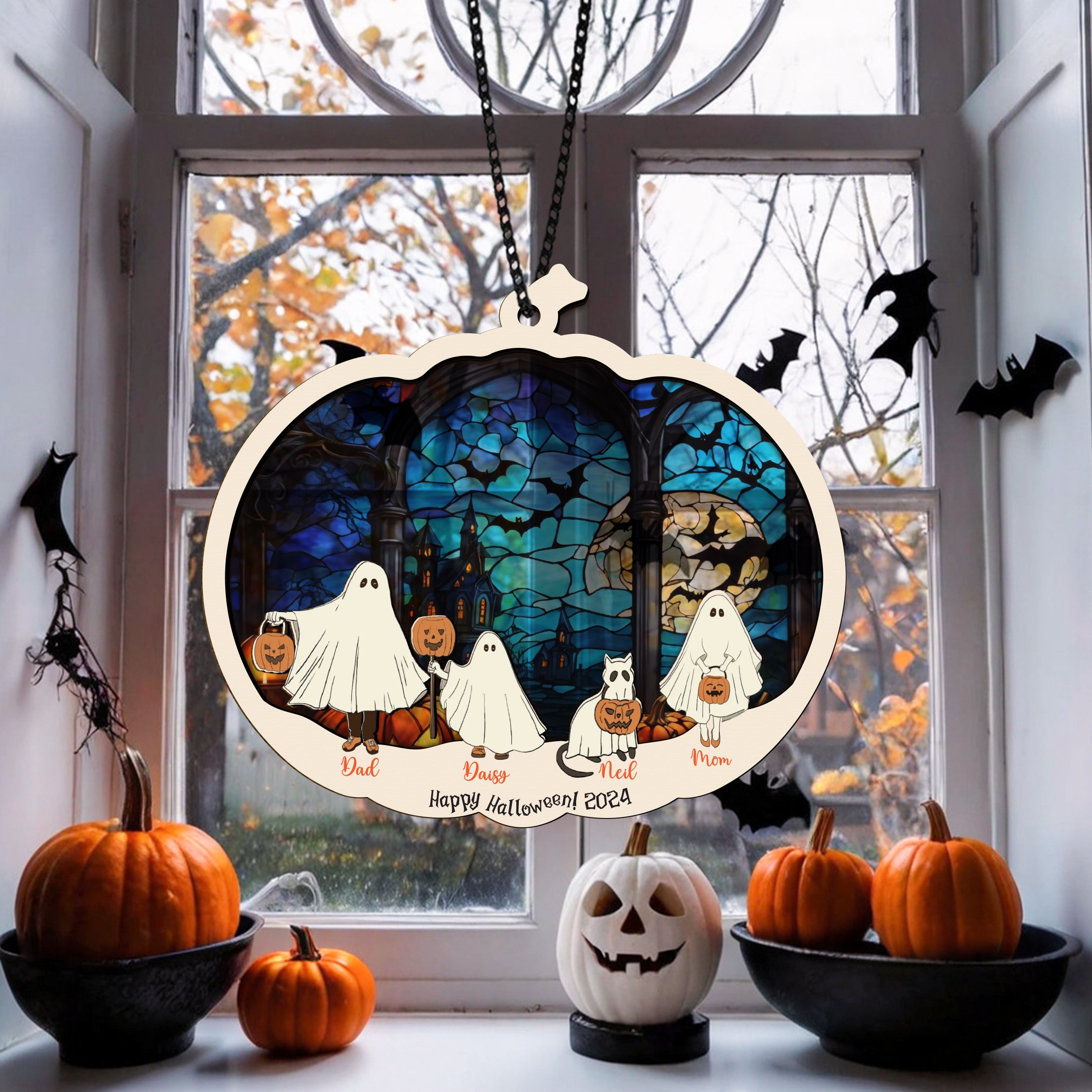 Custom Ghost Family Suncatcher Halloween Gift Ideas