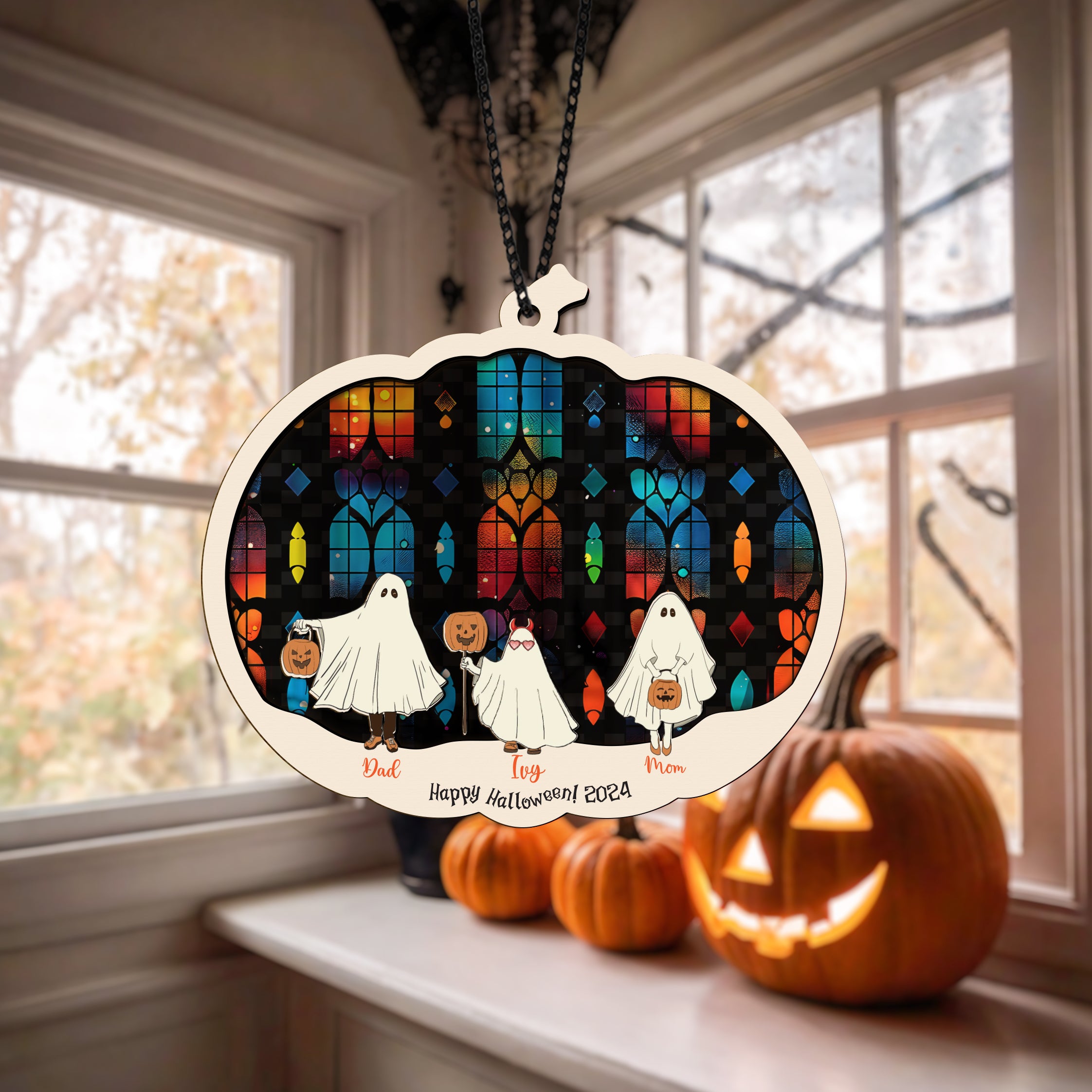 Custom Ghost Family Suncatcher Halloween Gift Ideas