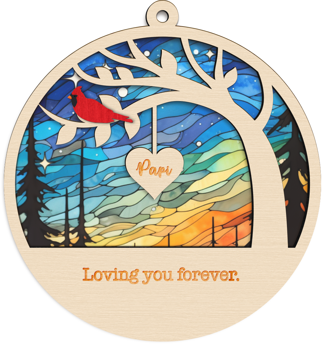 Personalized Cardinal Suncatcher Memorial Family Sympathy Gift