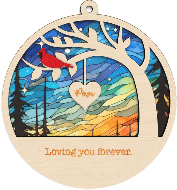 Personalized Cardinal Suncatcher Memorial Family Sympathy Gift