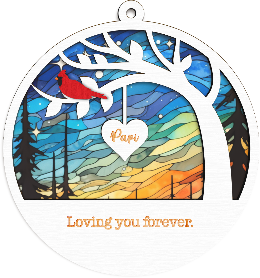 Personalized Cardinal Suncatcher Memorial Family Sympathy Gift