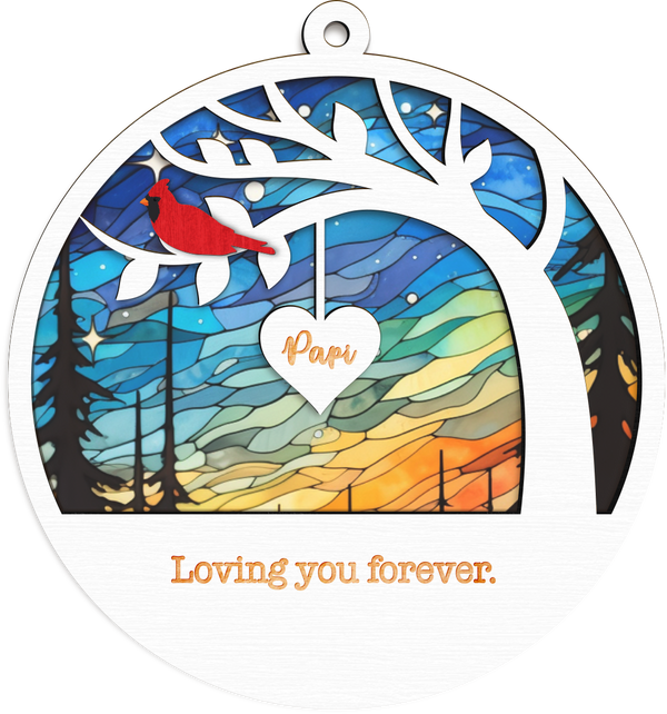 Personalized Cardinal Suncatcher Memorial Family Sympathy Gift