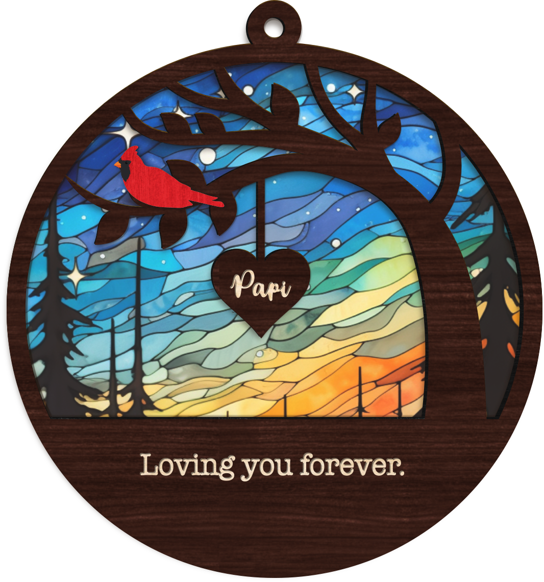 Personalized Cardinal Suncatcher Memorial Family Sympathy Gift