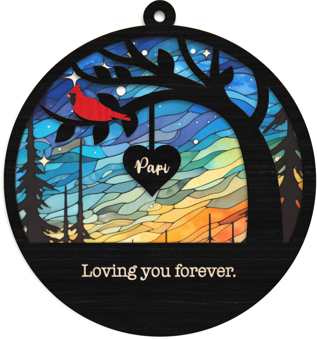 Personalized Cardinal Suncatcher Memorial Family Sympathy Gift