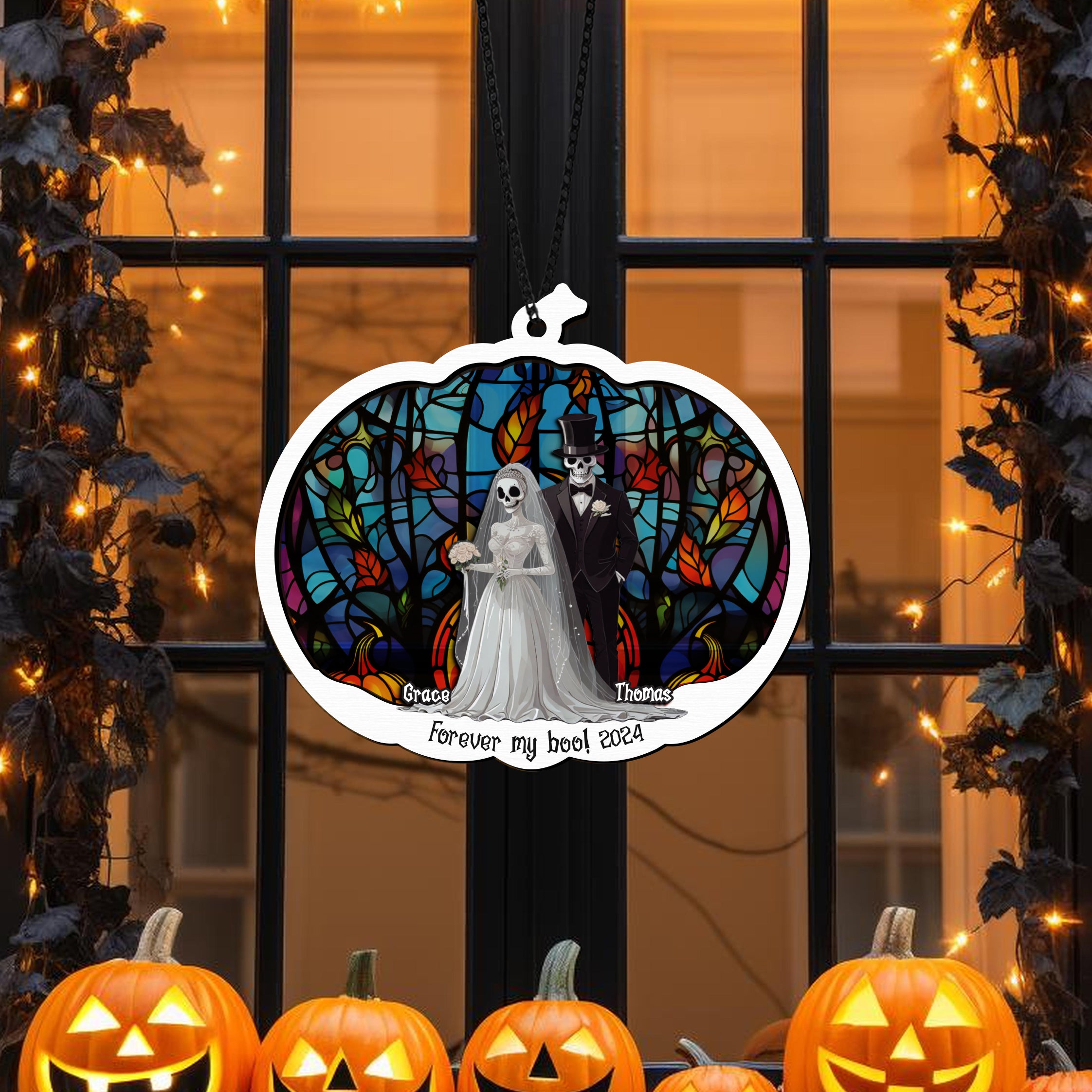 Custom Ghost Couple Suncatcher Halloween Gift