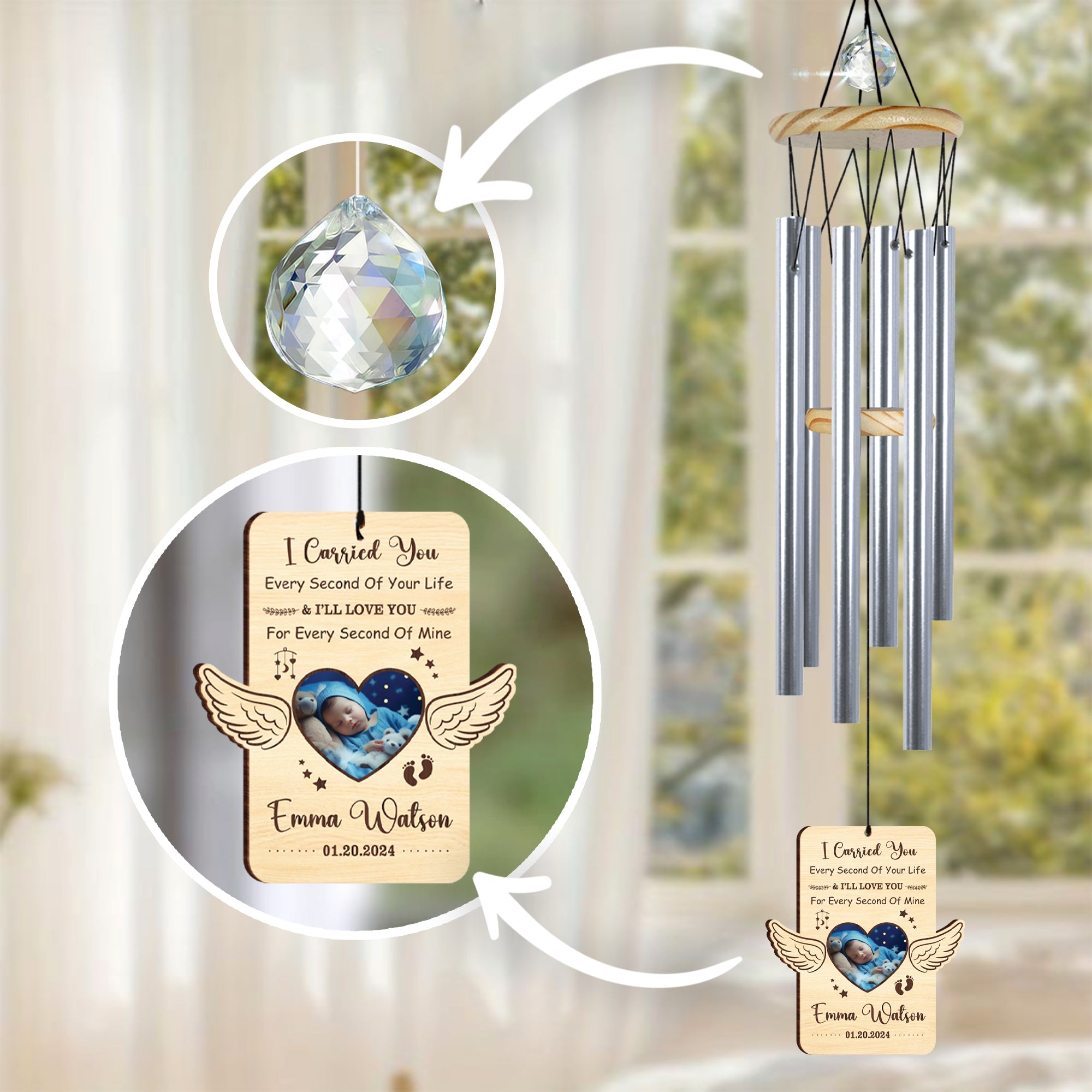 Custom Baby Loss Memorial Wind Chimes Angel Baby Gift