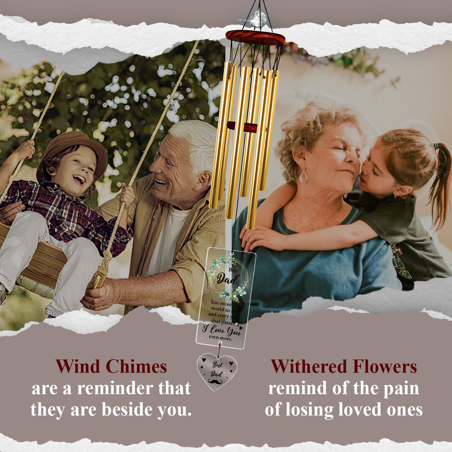 Personalized Sympathy Loss Of Dad Wind Chime Memorial Gifts