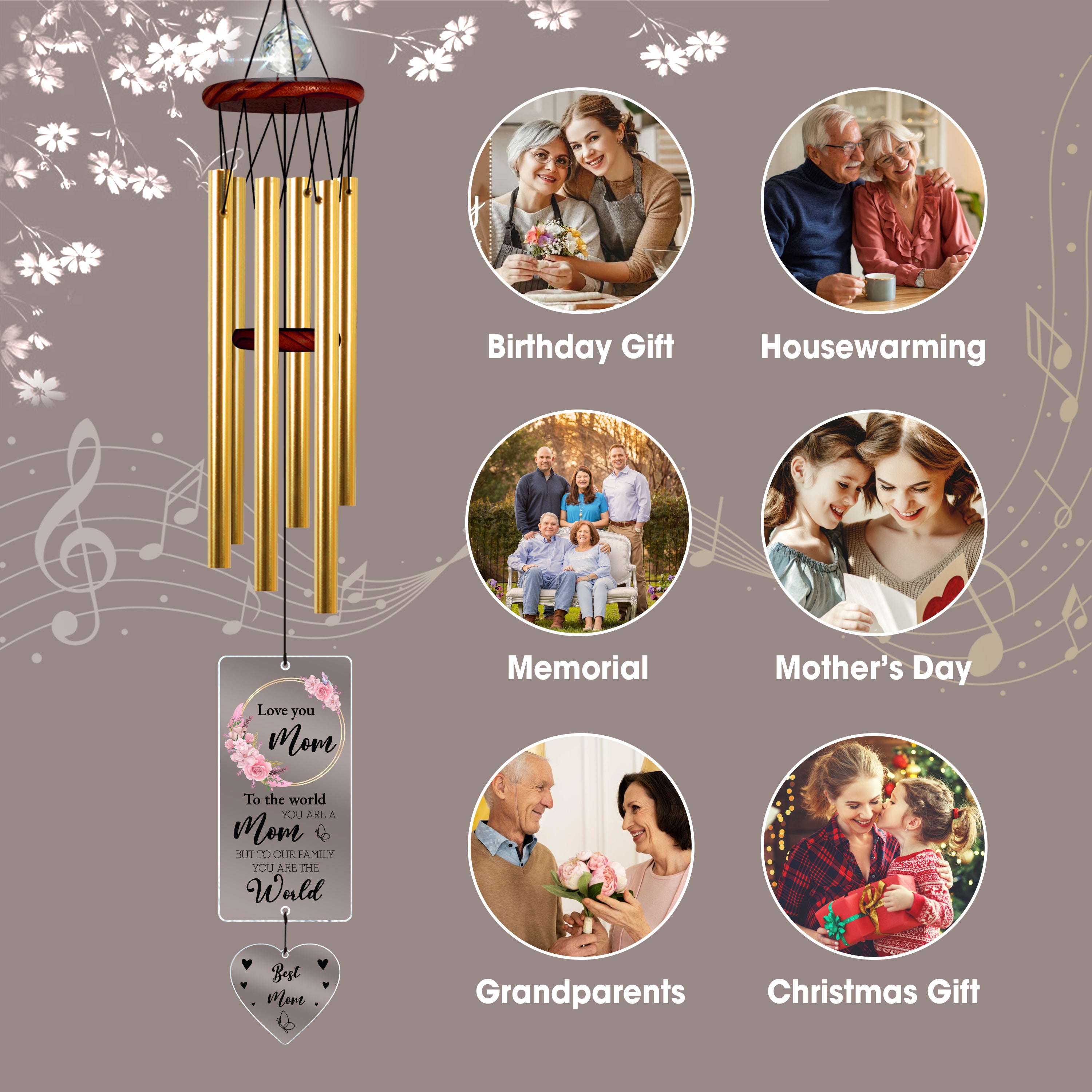 Personalized Sympathy Loss Of Mom Wind Chime Memorial Gifts