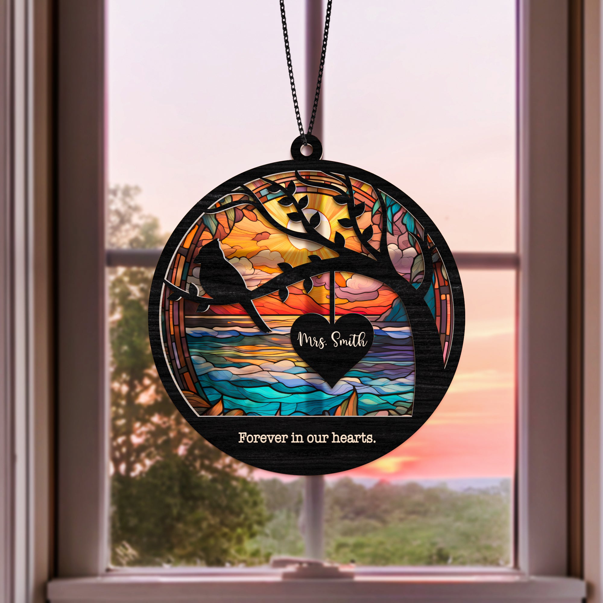 Custom Cardinal Suncatcher Memorial Family Bereavement Gift