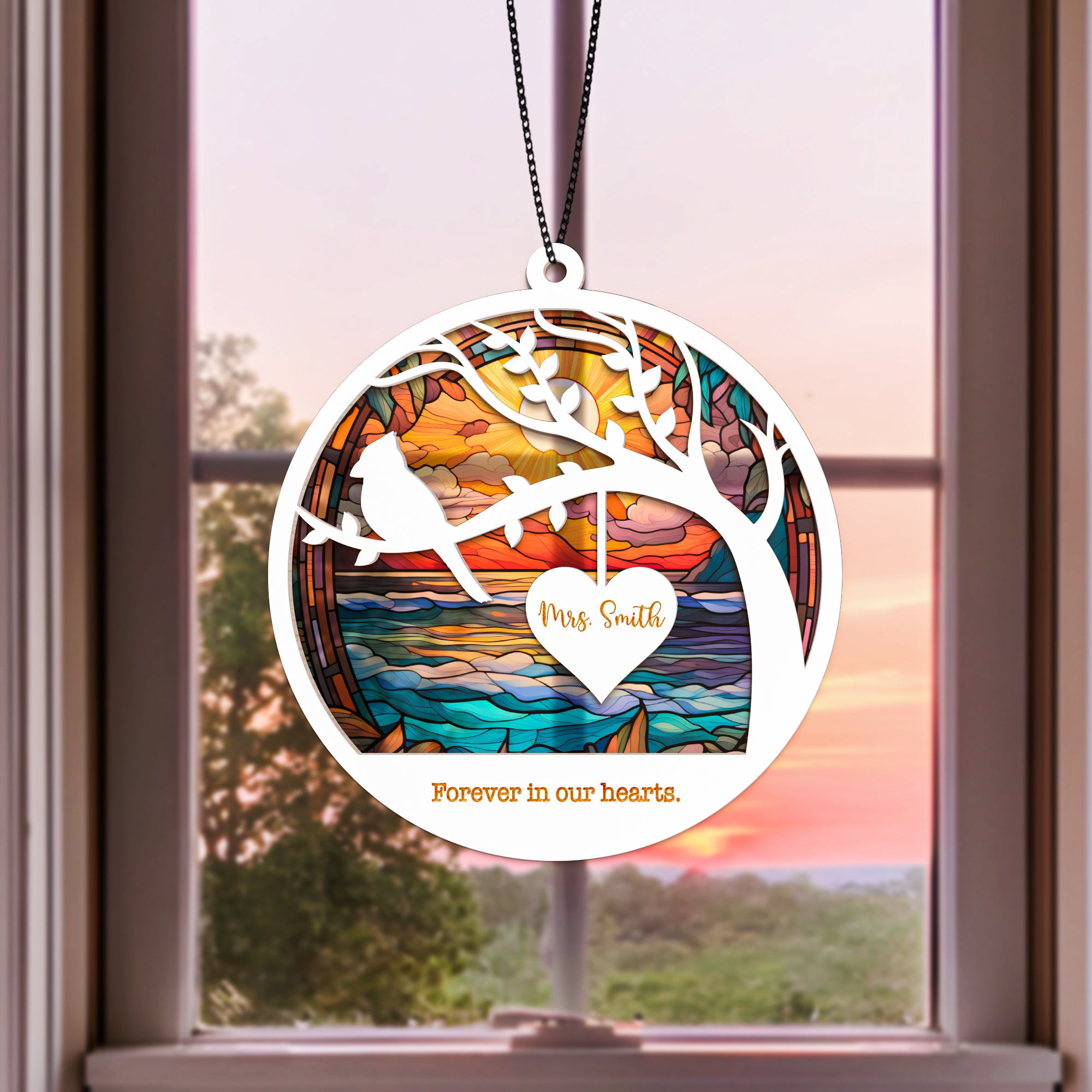 Custom Cardinal Suncatcher Memorial Family Bereavement Gift