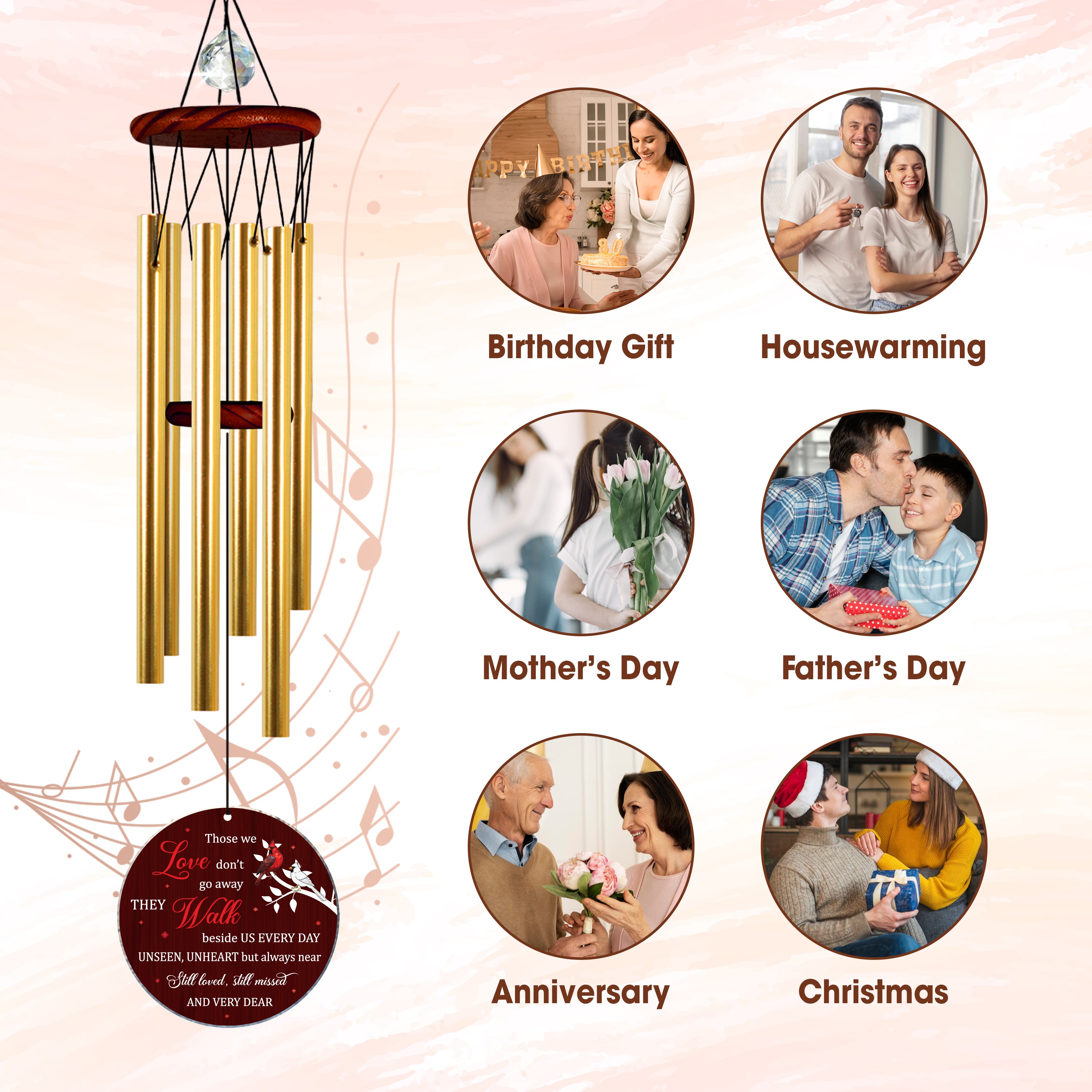 Personalized Sympathy Wind Chimes Bereavement Gift