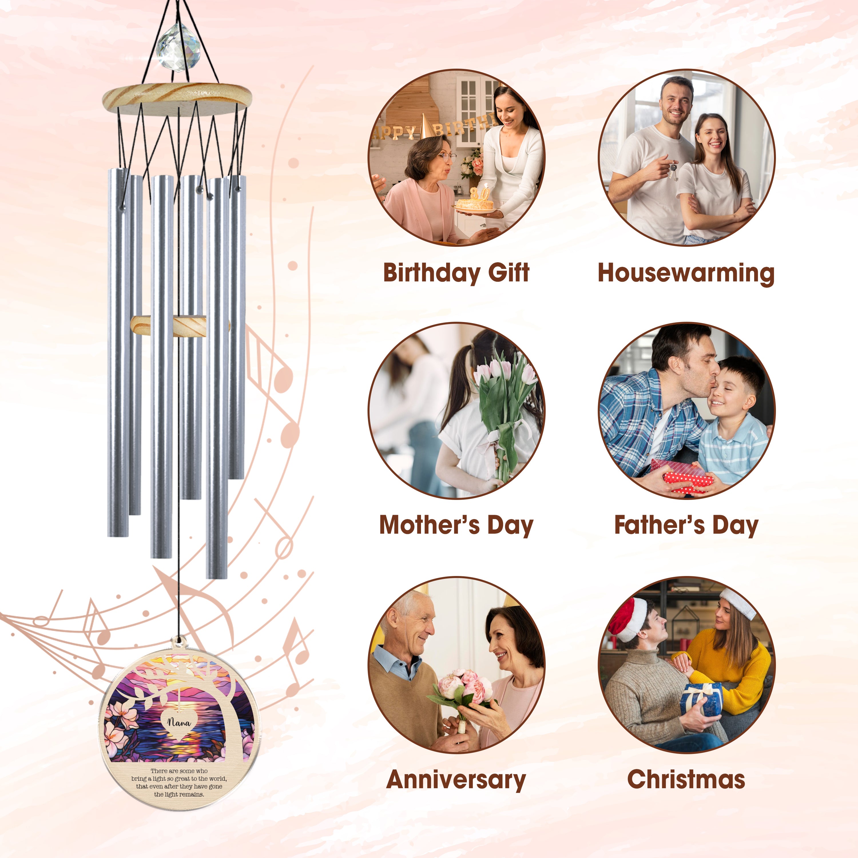 Personalized Sympathy Tree Wind Chime Memorial Gifts