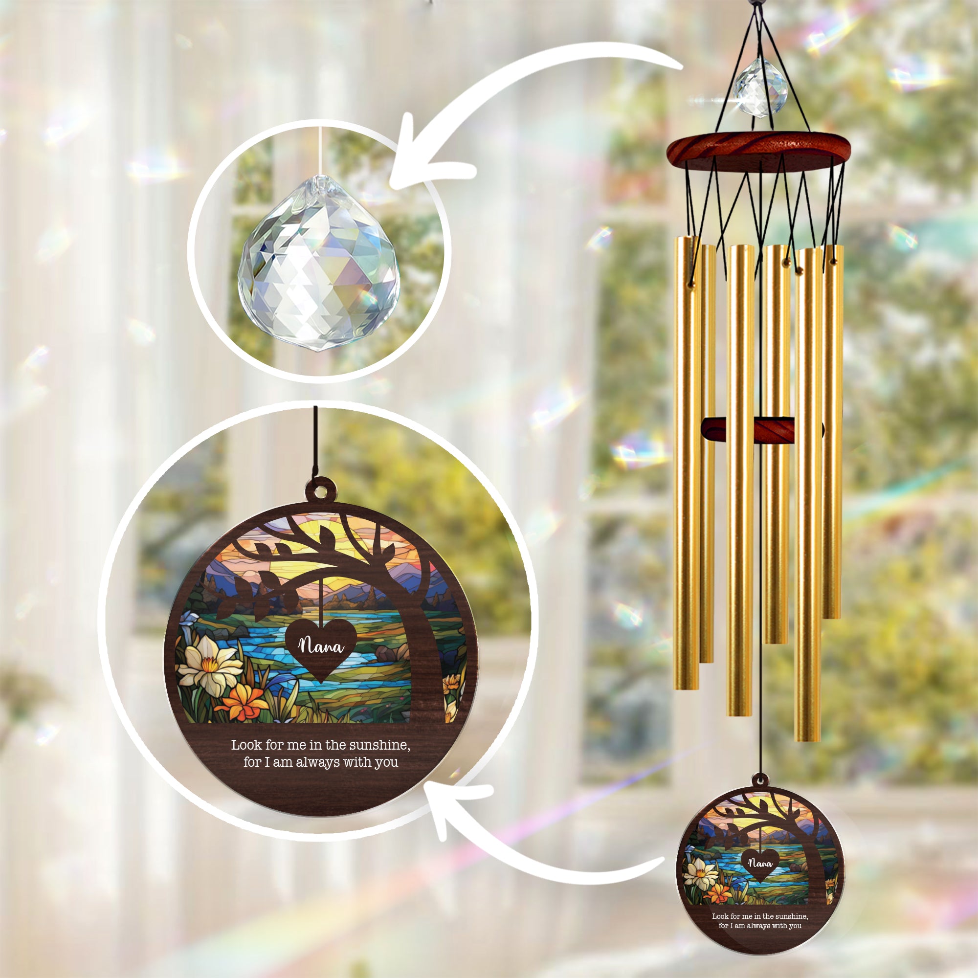 Personalized Sympathy Tree Wind Chime Bereavement Gifts