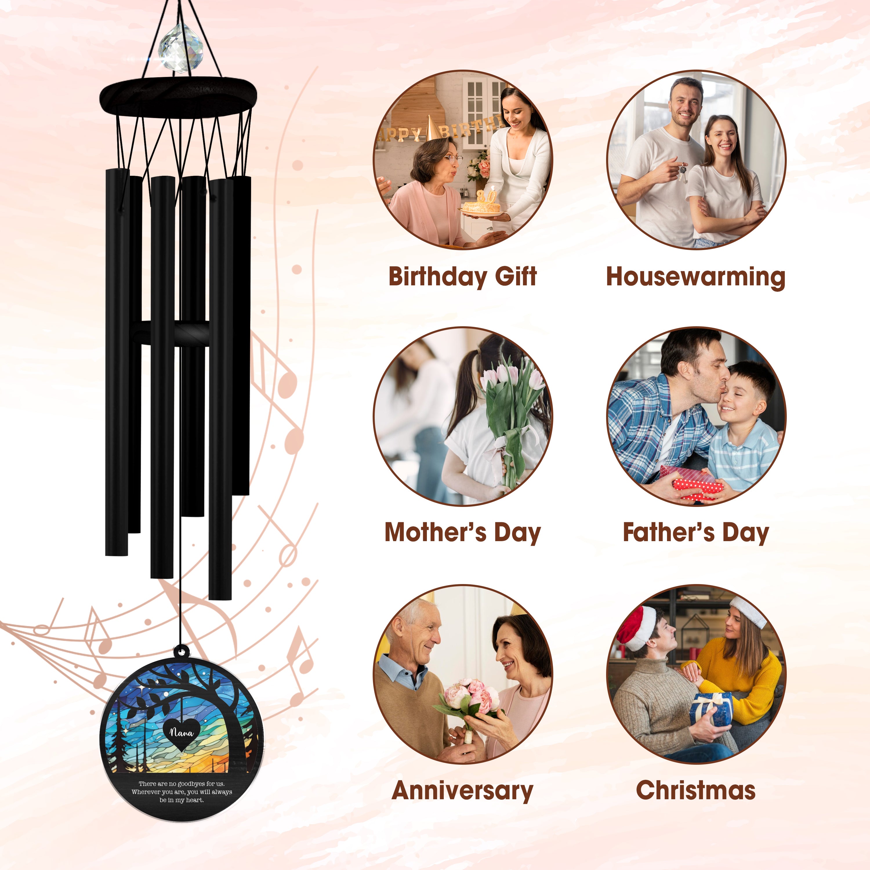 Personalized Sympathy Tree Wind Chime Memorial Gifts