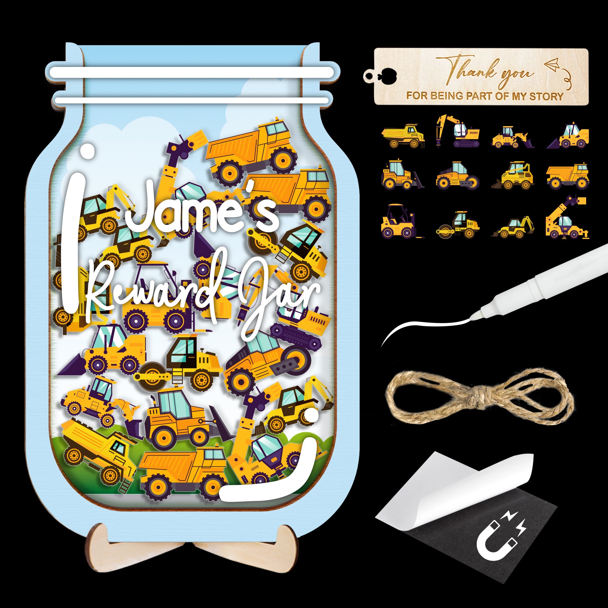 Tokens Construction Reward Jar for Classroom Kids